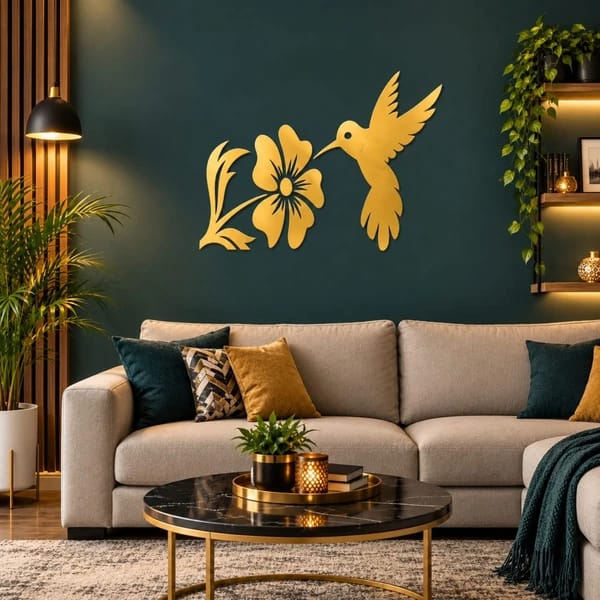 Hummingbird & Flower Wall Sticker | Home Wall Decor