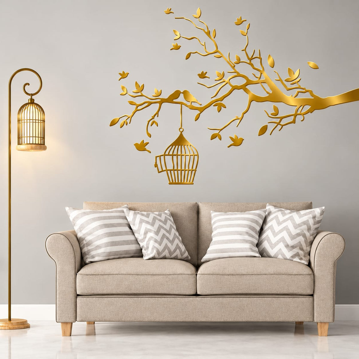 Tree Branch Birds | Hanging Bird Cages Wall Sticker