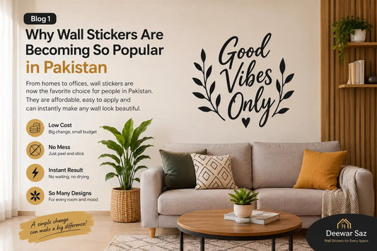 Wall stickers decorating a home in Pakistan by Deewar Saz