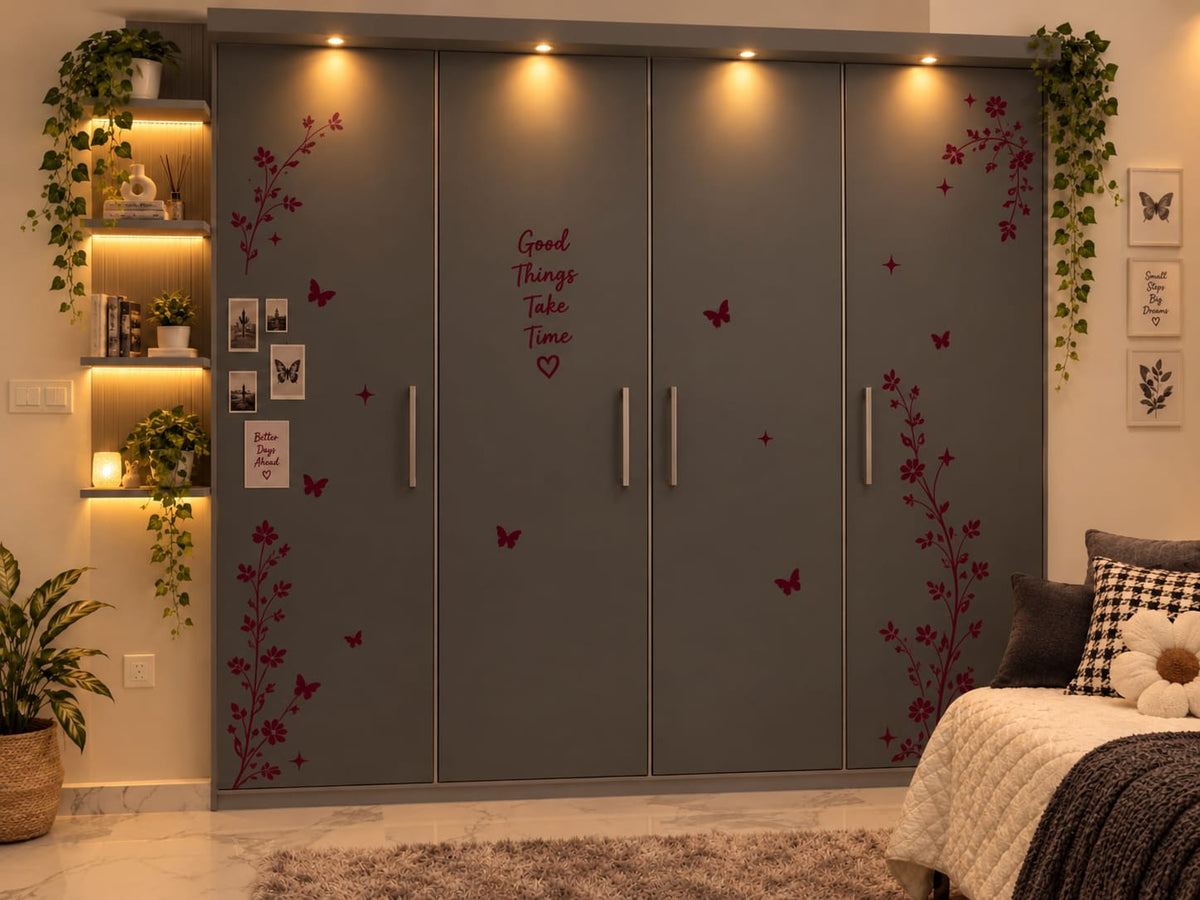 Floral & Butterfly Wardrobe Wall Stickers | Deewar Saz