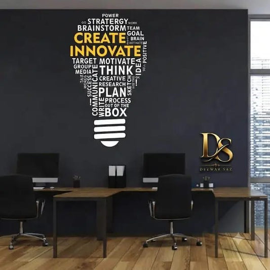 Creative Thinking Light Bulb Wall Sticker – Inspirational Office Decor