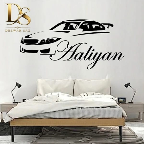 Custom Name Car Wall Sticker | Personalized Car Wall Decal & Decor