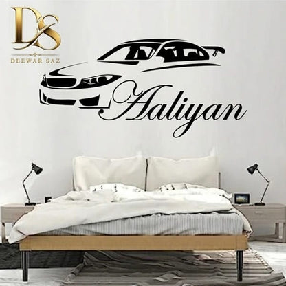 Custom Name Car Wall Sticker | Personalized Car Wall Decal & Decor