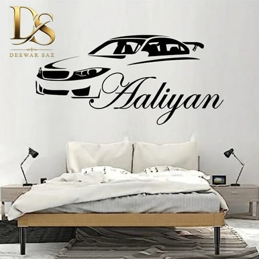 Custom Name Car Wall Sticker | Personalized Car Wall Decal & Decor