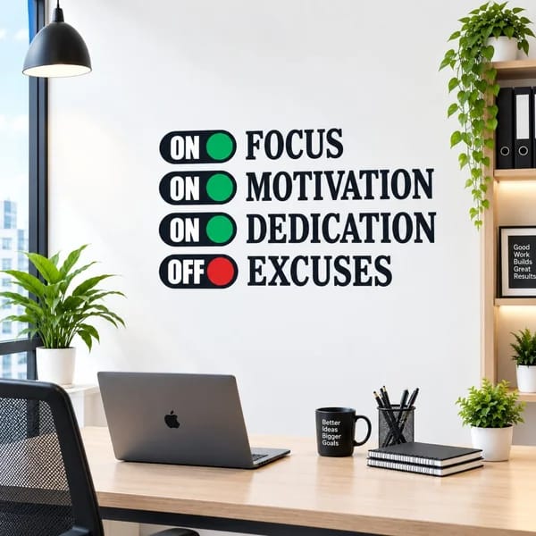 Focus Motivation Dedication Wall Sticker – Inspirational Office Decor