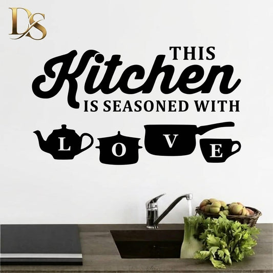 Kitchen Is Seasoned With Love Wall Decor | Kitchen Wall Art | Love Kitchen Sign | Kitchen Decoration