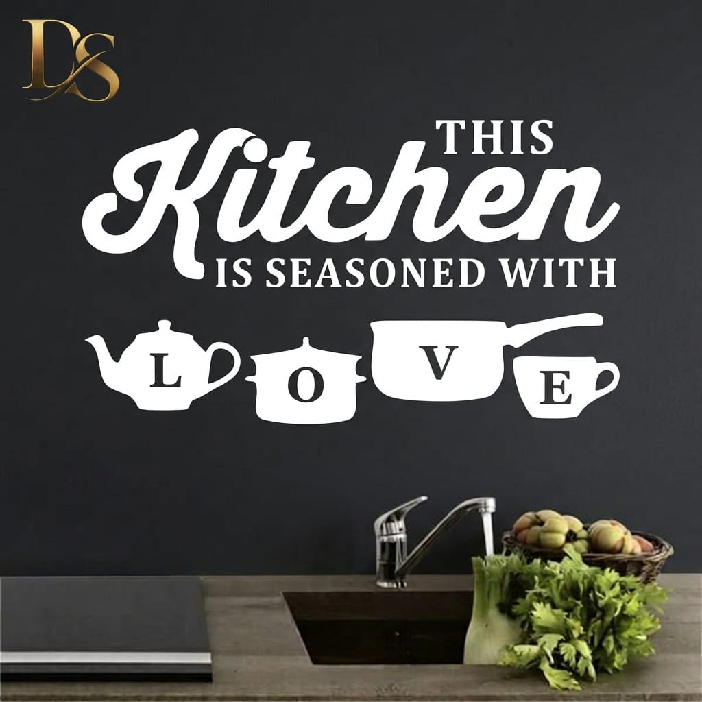 Kitchen Is Seasoned With Love Wall Decor | Kitchen Wall Art | Love Kitchen Sign | Kitchen Decoration