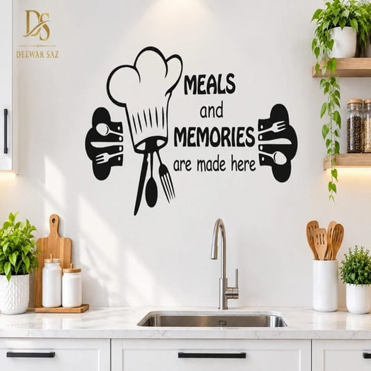 Meals & Memories Kitchen Wall Decor | Kitchen Wall Art | Chef & Cutlery Wall Decoration