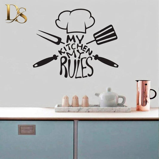 My Kitchen My Rules Wall Decor | Kitchen Wall Art | Chef Hat & Cooking Utensils Decoration