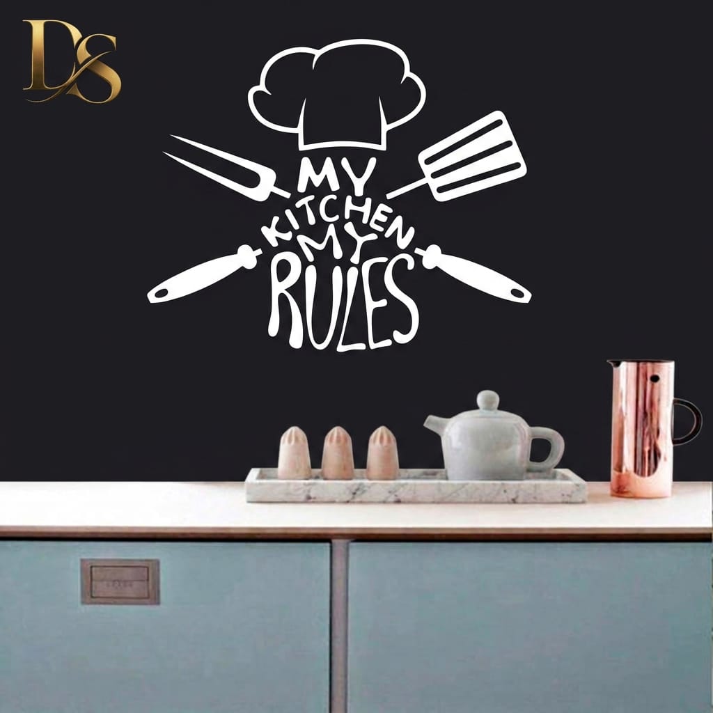My Kitchen My Rules Wall Decor | Kitchen Wall Art | Chef Hat & Cooking Utensils Decoration