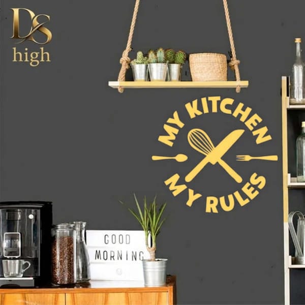 My Kitchen My Rules Wall Decor | Kitchen Wall Art | Spoon Fork Knife & Whisk Kitchen Decoration