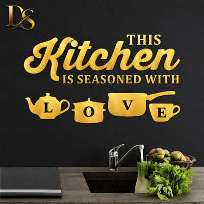 Kitchen Is Seasoned With Love Wall Decor | Kitchen Wall Art | Love Kitchen Sign | Kitchen Decoration