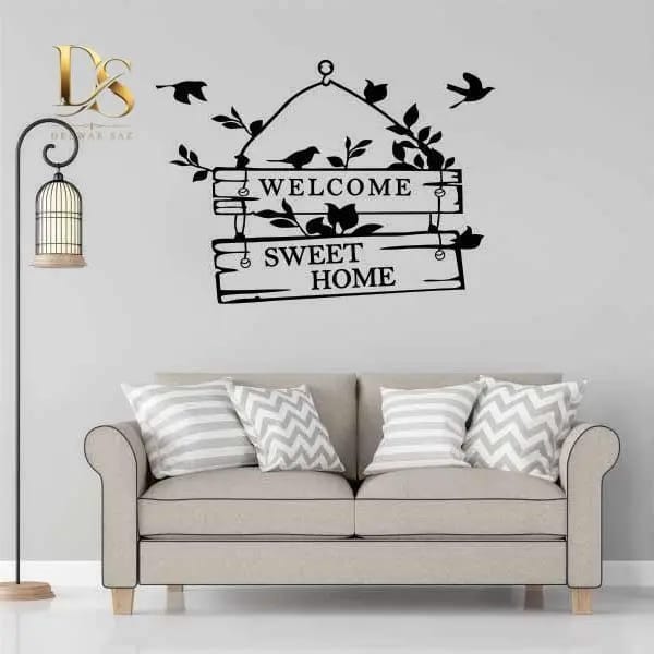 Welcome Sweet Home Wall Sticker – Elegant Living Room Wall Decor