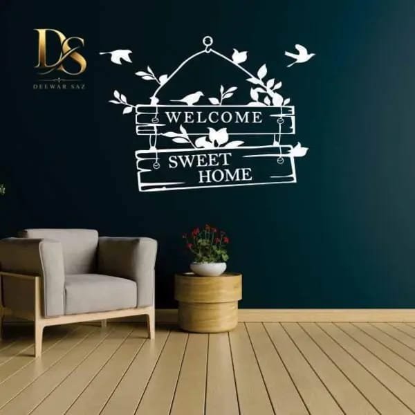 Welcome Sweet Home Wall Sticker – Elegant Living Room Wall Decor