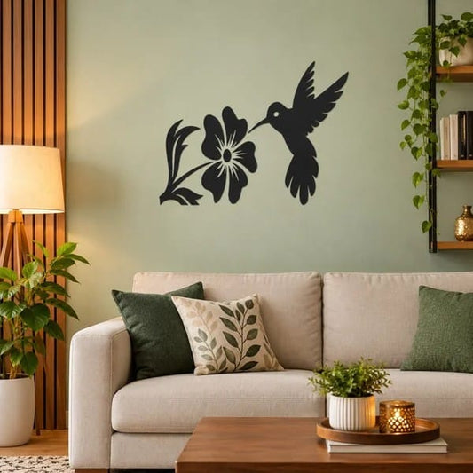 Hummingbird & Flower Wall Sticker | Home Wall Decor