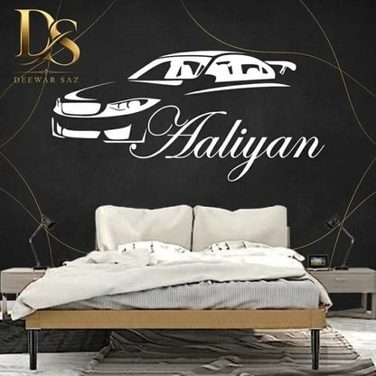 Custom Name Car Wall Sticker | Personalized Car Wall Decal & Decor