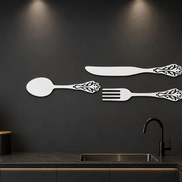 Kitchen Wall Decor | Spoon Fork Knife Wall Art | Modern Cutlery Kitchen Decoration