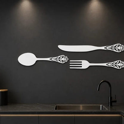 Kitchen Wall Decor | Spoon Fork Knife Wall Art | Modern Cutlery Kitchen Decoration
