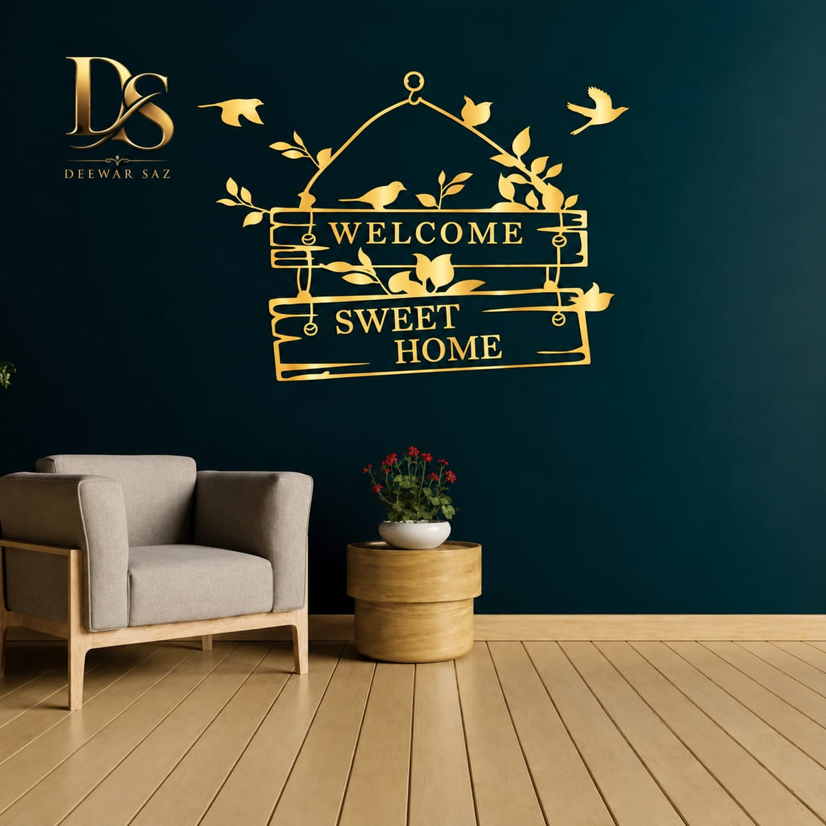 Welcome Sweet Home Wall Sticker – Elegant Living Room Wall Decor