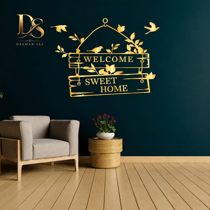 Welcome Sweet Home Wall Sticker – Elegant Living Room Wall Decor